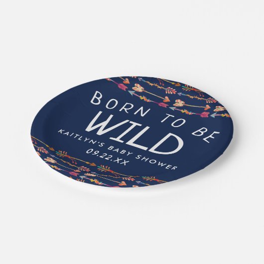 野生の生まれ部族ボホの矢の赤ん坊シャワーになる ペーパープレート (アングル)