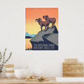 野生の生活を保存,ヴィンテージのポスター,ビッグホーンの羊 ポスター (キッチン)