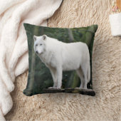 野生の白いオオカミ クッション (ブランケット)