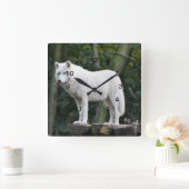 野生の白いオオカミ スクエア壁時計 (ホーム)