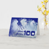 野生の白いサーフウマと100th誕生日カード カード (黄色い花)