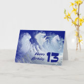 野生の白いサーフウマと13th誕生日カード カード (黄色い花)