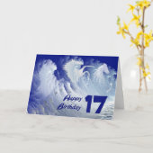 野生の白いサーフウマと17th誕生日カード カード (黄色い花)