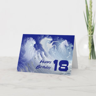野生の白いサーフウマと18th誕生日カード カード