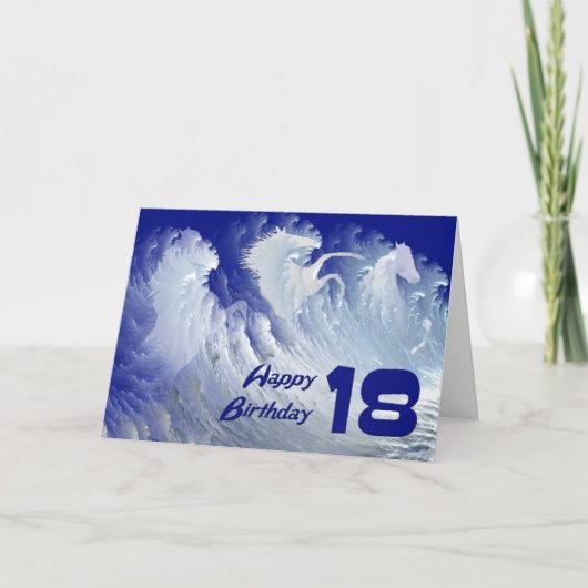 野生の白いサーフウマと18th誕生日カード カード (正面)
