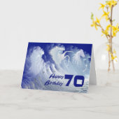 野生の白いサーフウマと70th誕生日カード カード (黄色い花)