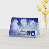 野生の白いサーフウマと90th誕生日カード カード (黄色い花)