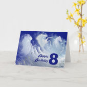 野生の白いサーフウマを持つ8歳の誕生日カード カード (黄色い花)