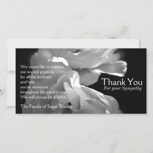 野生の白いバラは1悔やみや弔慰感謝していしています サンキューカード (正面)