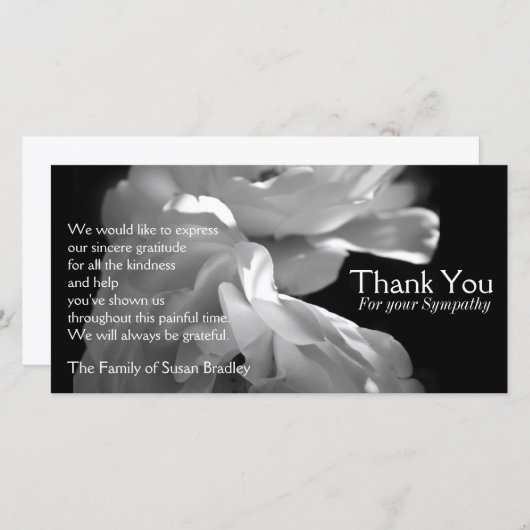 野生の白いバラは1悔やみや弔慰感謝していしています サンキューカード (正面/裏面)