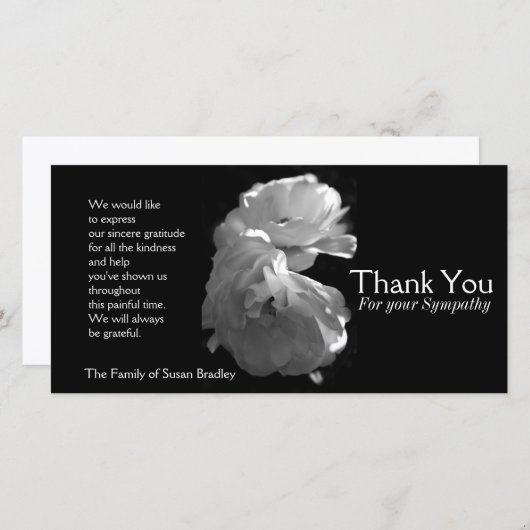 野生の白いバラ3の悔やみや弔慰は感謝していしています サンキューカード (正面/裏面)