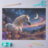 野生の白いマスタンカラフルグの花の三日月 薄葉紙 (クラフト)