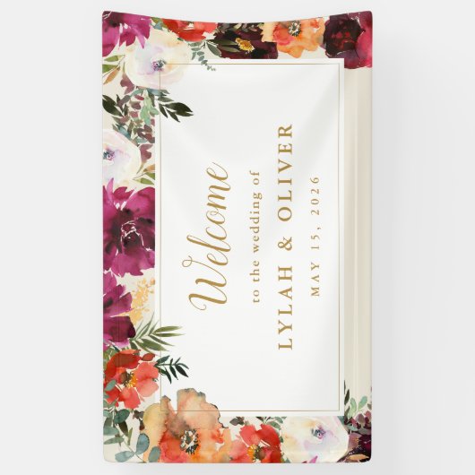 野生の秋の花束 |の結婚ウェルカムバナー 横断幕 (縦)