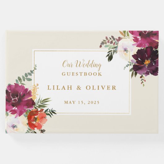 野生の秋の花束 |の結婚ゲストブック ゲストブック (正面)