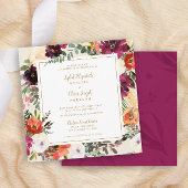 野生の秋の花束 |スクエア結婚式招待状 招待状