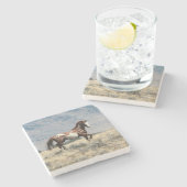 野生の種馬のコースター ストーンコースター (横)