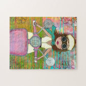 "野生の空気"ピンクのスクーターのパズル飲んで下さい ジグソーパズル (横)