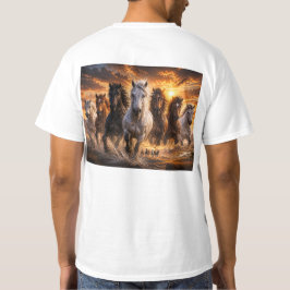 野生の精神のスタンピード - 雄大な走る馬のアート Tシャツ