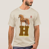 野生の精神のスタンピード - 雄大な走る馬のアート Tシャツ (正面)