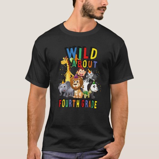 野生の約4年生のサファリ動物ジャングルバック Tシャツ (正面)