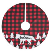 野生の素朴なオオカミのバッファローの点検の格子縞の姓 ブラッシュドポリエステルツリースカート (正面)