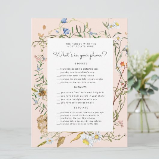 野生の素朴な赤ちゃんシャワー電話ゲームカード (スタンド正面)