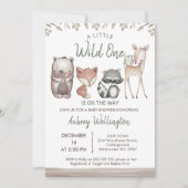野生の素朴一群獣ベビーシャワー 招待状 (正面)