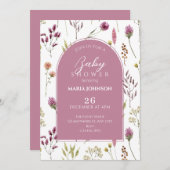 野生の素朴花の赤ちゃんシャワー 招待状 (正面/裏面)