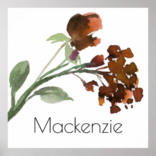 野生の素朴花 |バーントオレンジボヘミアンカスタム ポスター (正面)