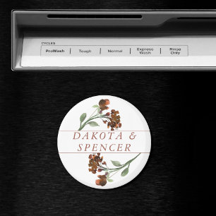 野生の素朴花  焦げたオレンジ色のフローラ結婚の マグネット