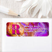 野生の紫とオレンジの流体アート ラベル (インサイチュ)