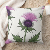 野生の紫色のアザミ クッション (ブランケット)