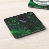 野生の紫色の水林の花シダ コースター (左側)