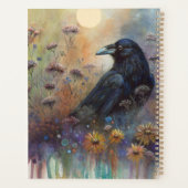 野生の絵を描花を持つ手のカラス プランナー手帳 (裏面)