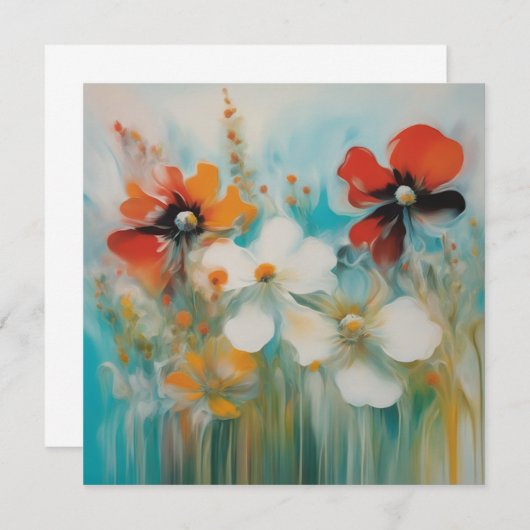 野生の絵画花を持つ抽象芸術 ノートカード (正面/裏面)