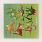 野生の緑のかわいいモノグラム自然ジュラシック ジグソーパズル (横)