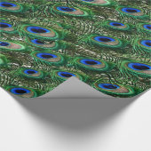 野生の緑の孔雀の羽 ラッピングペーパー (角)