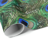 野生の緑の孔雀の羽 ラッピングペーパー (ロールコーナー)