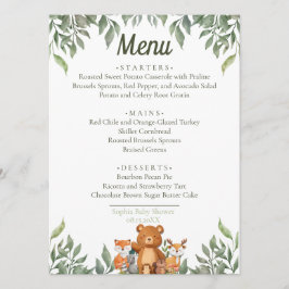 野生の緑の森の動物 メニュー