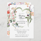 野生の緑の花 |ワイルドフラワーウェディングシャワー 招待状 (正面/裏面)