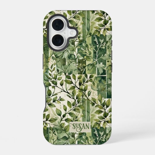 野生の緑の葉つる植物 iPhone 16ケース (裏面)