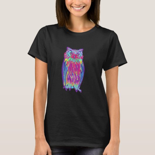 野生の美的な不機嫌なフクロウおもしろいクロウの気化鳥 Tシャツ (正面)