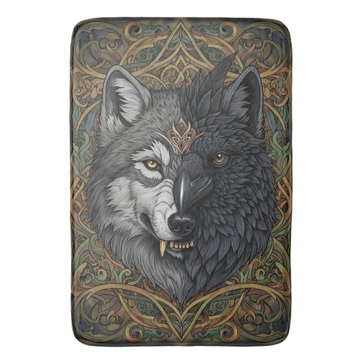 野生の自然カラスの狼 バスマット (正面縦)