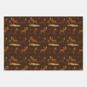 野生の自然ムースの鳥ダークブラウン素朴の森 ラッピングペーパーシート (正面)