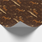 野生の自然ムースの鳥ダークブラウン素朴の森 ラッピングペーパー (角)