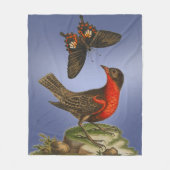 野生の自然蝶と鳥 フリースブランケット