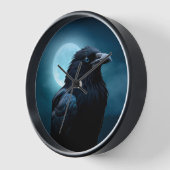 野生の自然鳥ムーンクロウ – カラス 壁時計 (傾斜)
