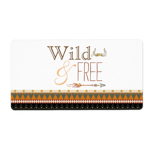 野生の自由な部族の赤ちゃんシャワー水ボトルラベル ラベル (正面)