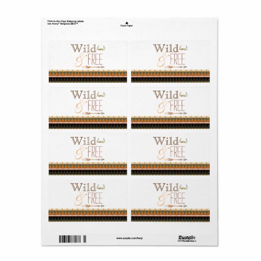 野生の自由な部族の赤ちゃんシャワー水ボトルラベル ラベル (フルシート)