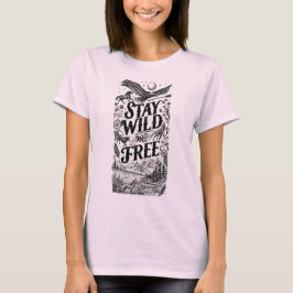 野生の自由を謳歌するナチュラルイラストTシャツ Tシャツ